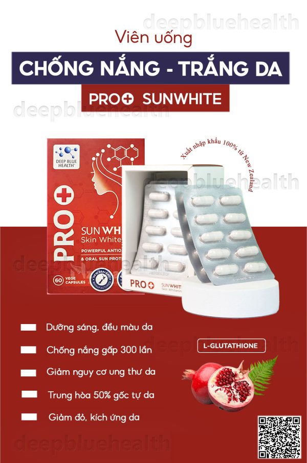 Viên uống chống nắng, trắng da Pro+ Sun White Deep Blue Health