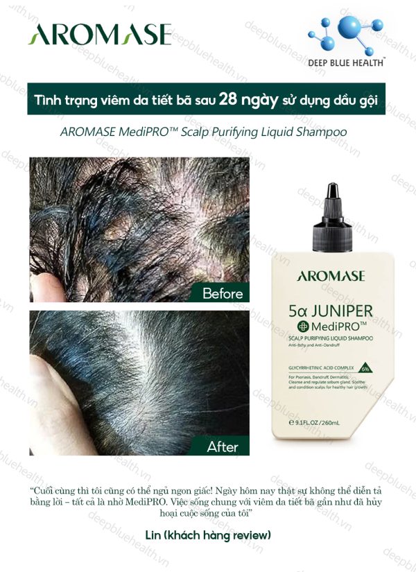 Dầu gội làm sạch chuyên sâu dạng lỏng Aromase 5α Juniper MediPRO Scalp Purifying Liquid Shampoo 80ml 3