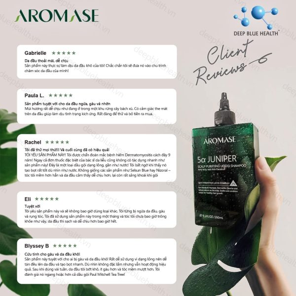 Dầu gội sạch sâu da đầu dạng lỏng Aromase 5α Juniper Scalp Purifying Liquid Shampoo 80ml 4