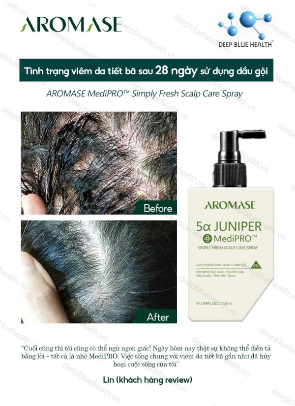 Xịt chăm sóc da đầu dầu chuyên sâu Aromase 5α Juniper MediPRO Simply Fresh Spray 110ml 1