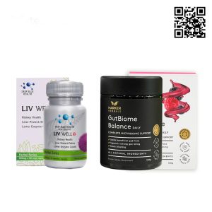 Bộ đôi hỗ trợ tiêu hóa, thải độc gan : Harker Herbals GutBiome Balance + Deep Blue Health Liv Well1