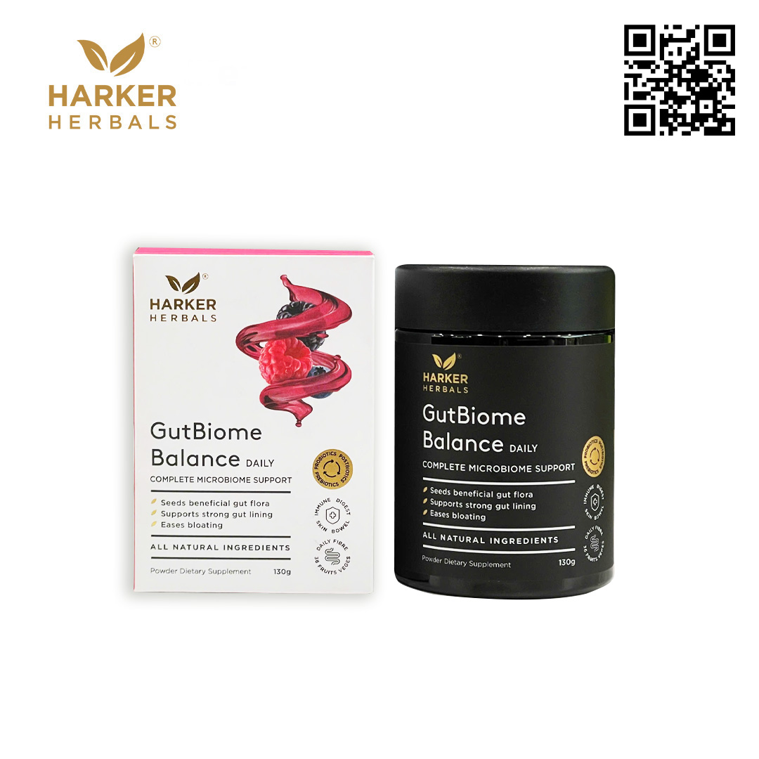 Bộ đôi hỗ trợ tiêu hóa, thải độc gan : Harker Herbals GutBiome Balance + Deep Blue Health Liv Well3