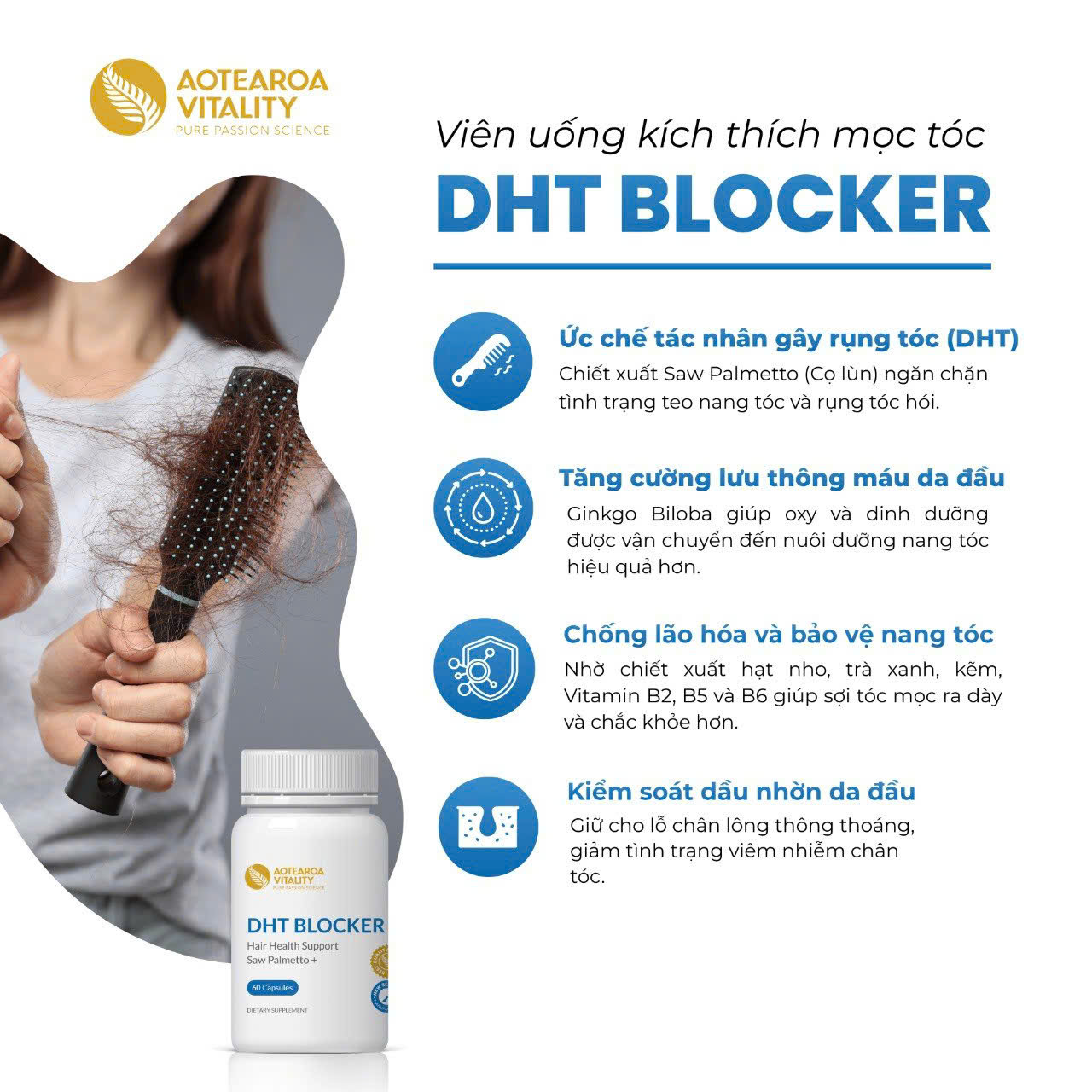 Viên uống mọc tóc Aotearoa Vitality DHT Blocker 60 viên